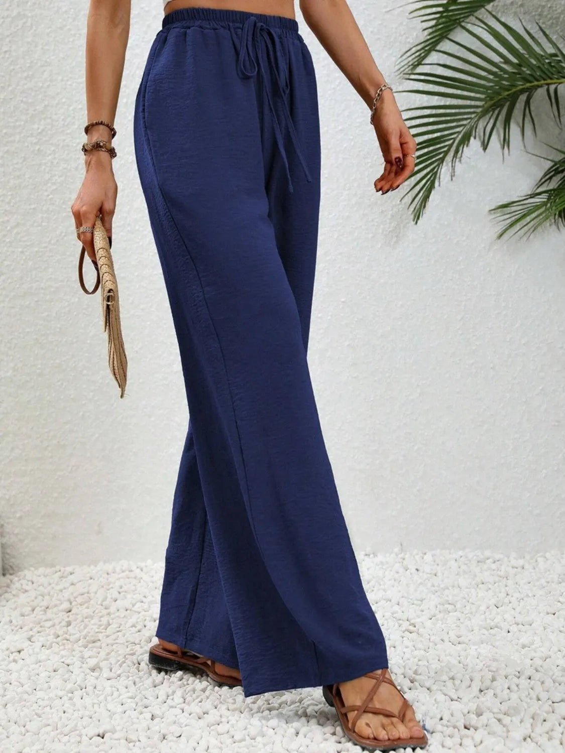 Wide Leg Drawstring Pants - Wellen Fashion