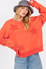 SAGE + FIG Star Patch Long Sleeve Sweatshirt - Wellen Fashion