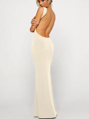 Backless Wide Strap Maxi Dress - Wellen Fashion