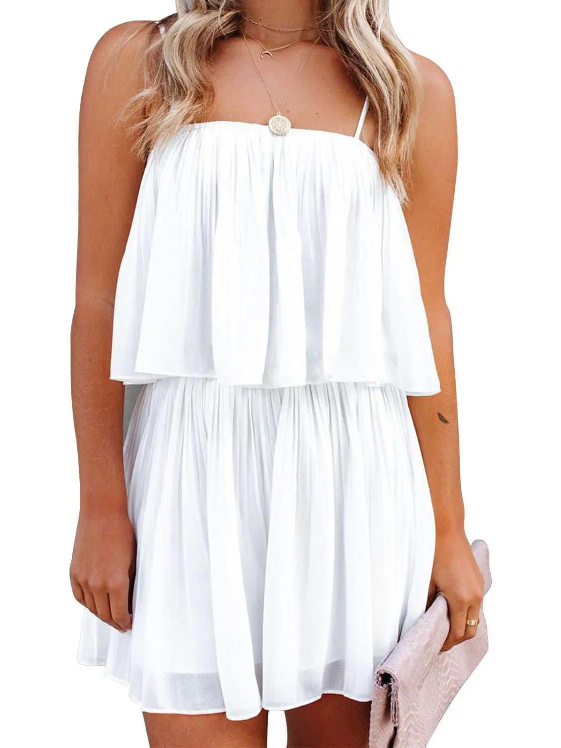 Ruched Spaghetti Strap Romper - Wellen Fashion