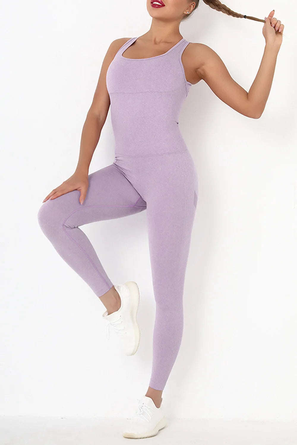 Crisscross Wide Strap Active Jumpsuit - Wellen Fashion