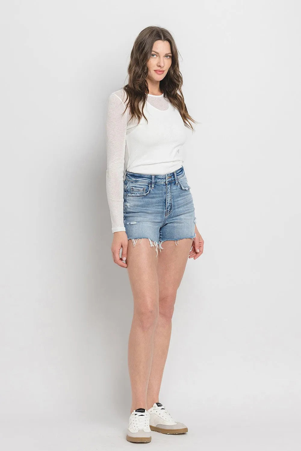 Vervet by Flying Monkey High Rise Denim Shorts - Wellen Fashion