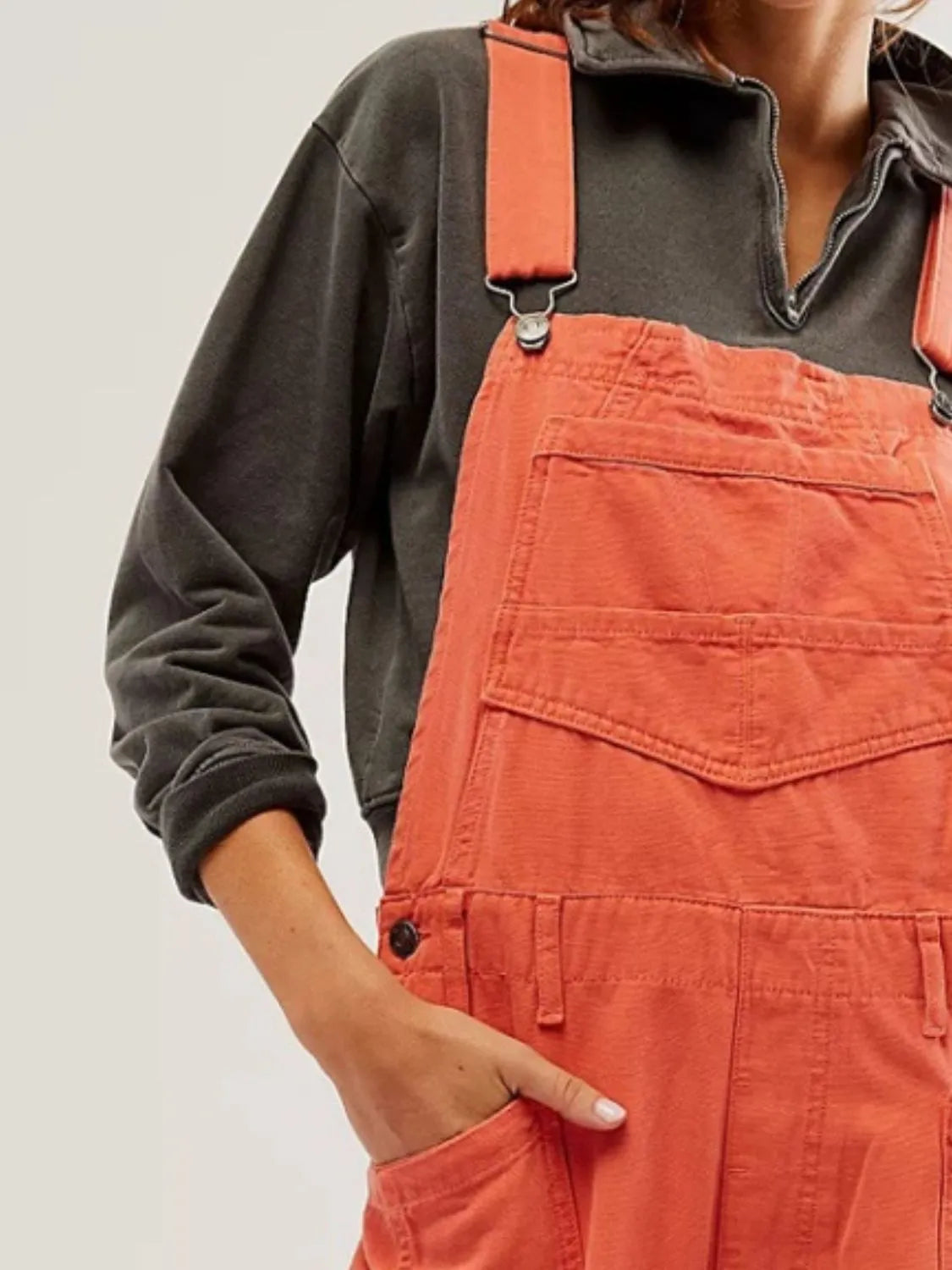 Pocketed Wide Strap Denim Overalls - Wellen Fashion