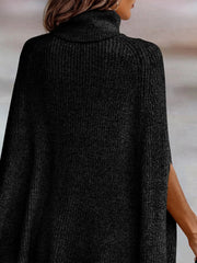 Turtleneck Dolman Sleeve Poncho - Wellen Fashion