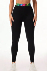 Letter Printed High Waist Active Leggings - Wellen Fashion