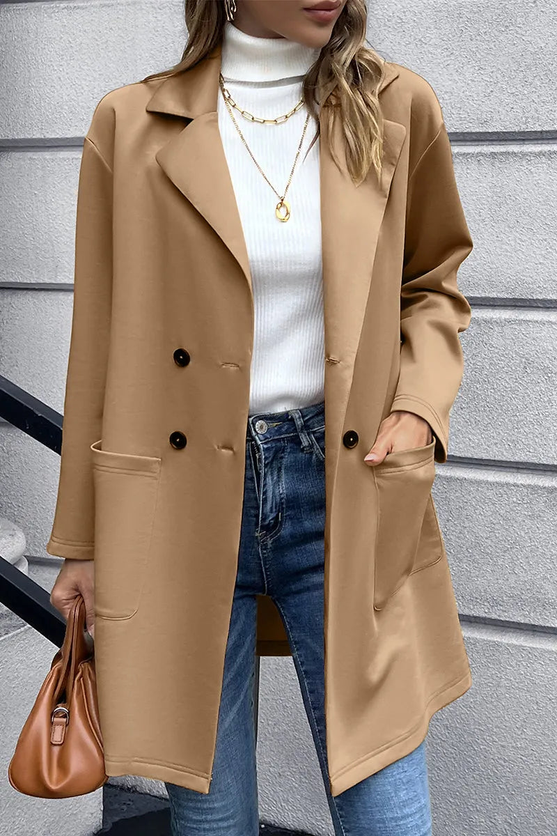 Ivy Lane Lapel Collar Long Sleeve Blazer - Wellen Fashion