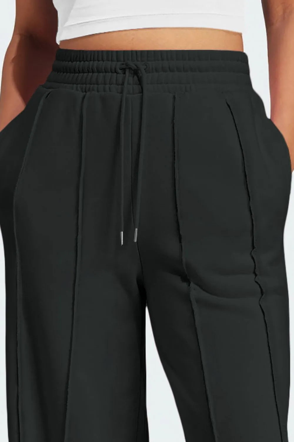 Drawstring Wide Leg Active Pants - Wellen Fashion