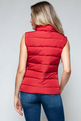 Snobbish Zip Up Turtleneck Vest with Pockets - Wellen Fashion