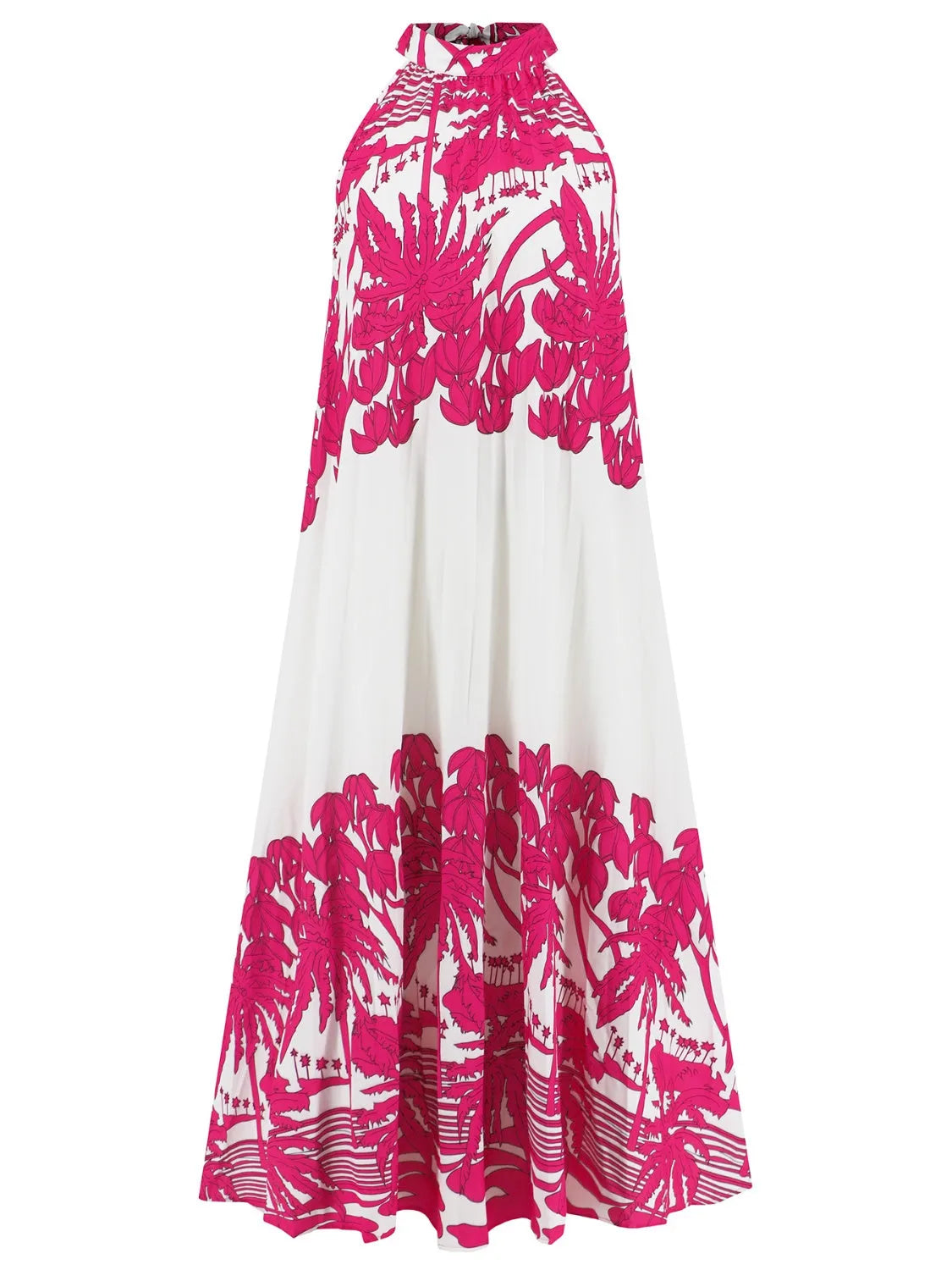 Tied Printed Sleeveless Midi Dress - Wellen Fashion