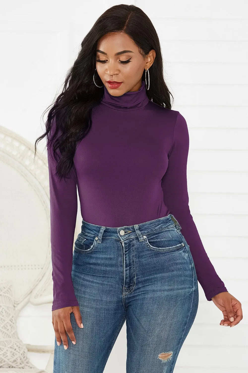 Turtleneck Long Sleeve Bodysuit - Wellen Fashion