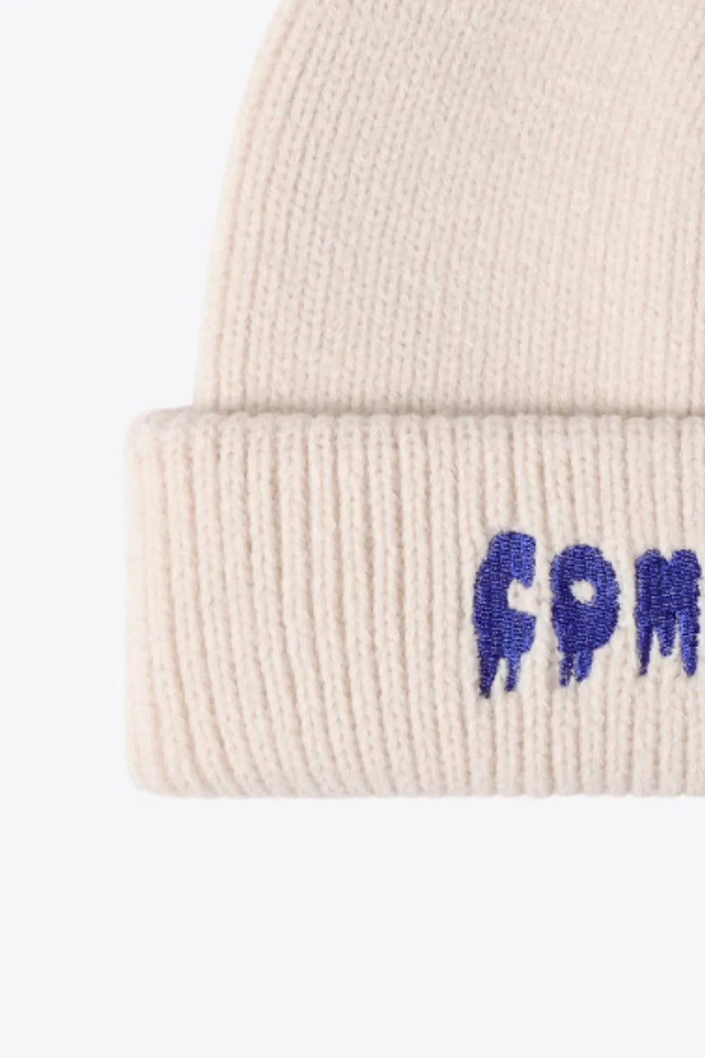 COME ON Embroidered Cuff Knit Beanie - Wellen Fashion