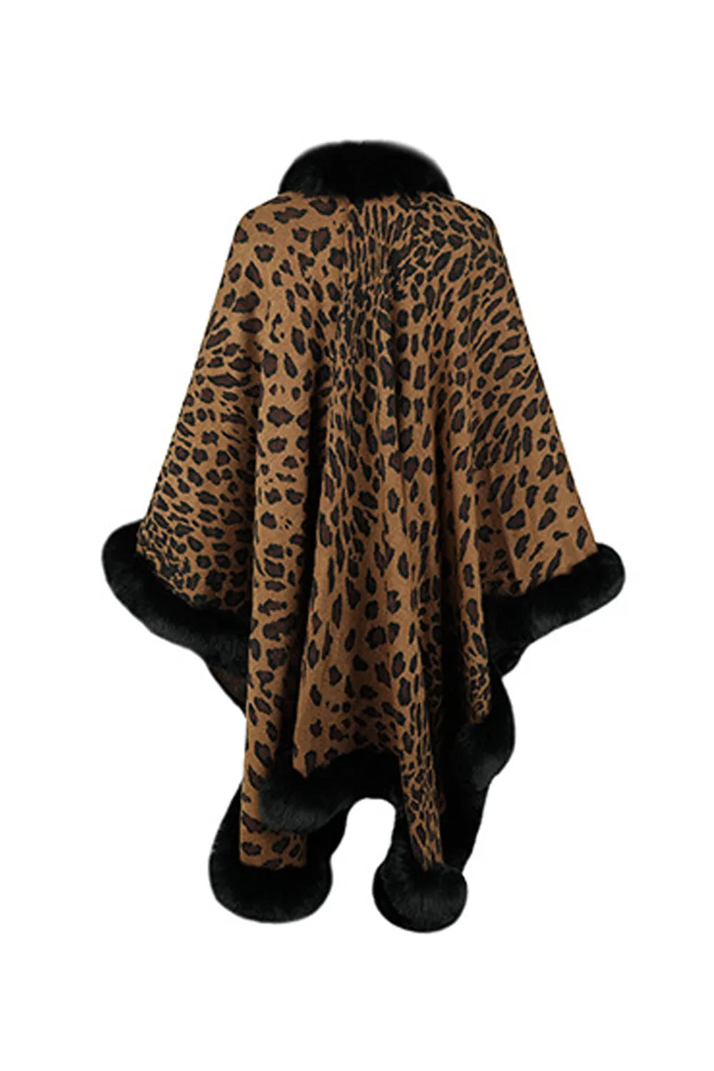 Leopard Open Front Poncho - Wellen Fashion