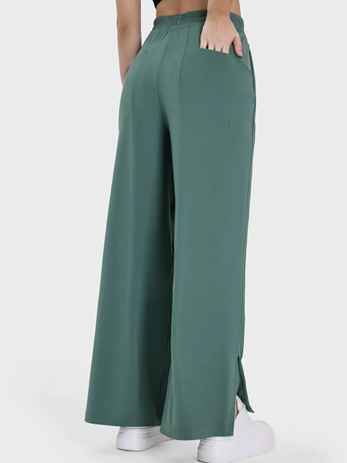 Millennia Slit Wide Leg Active Pants - Wellen Fashion