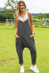 Double Take Full Size Sleeveless V-Neck Pocketed Jumpsuit - Wellen Fashion