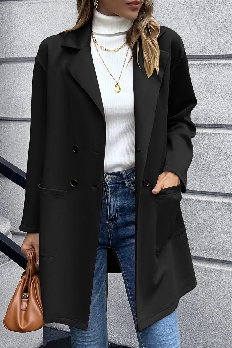 Ivy Lane Lapel Collar Long Sleeve Blazer - Wellen Fashion