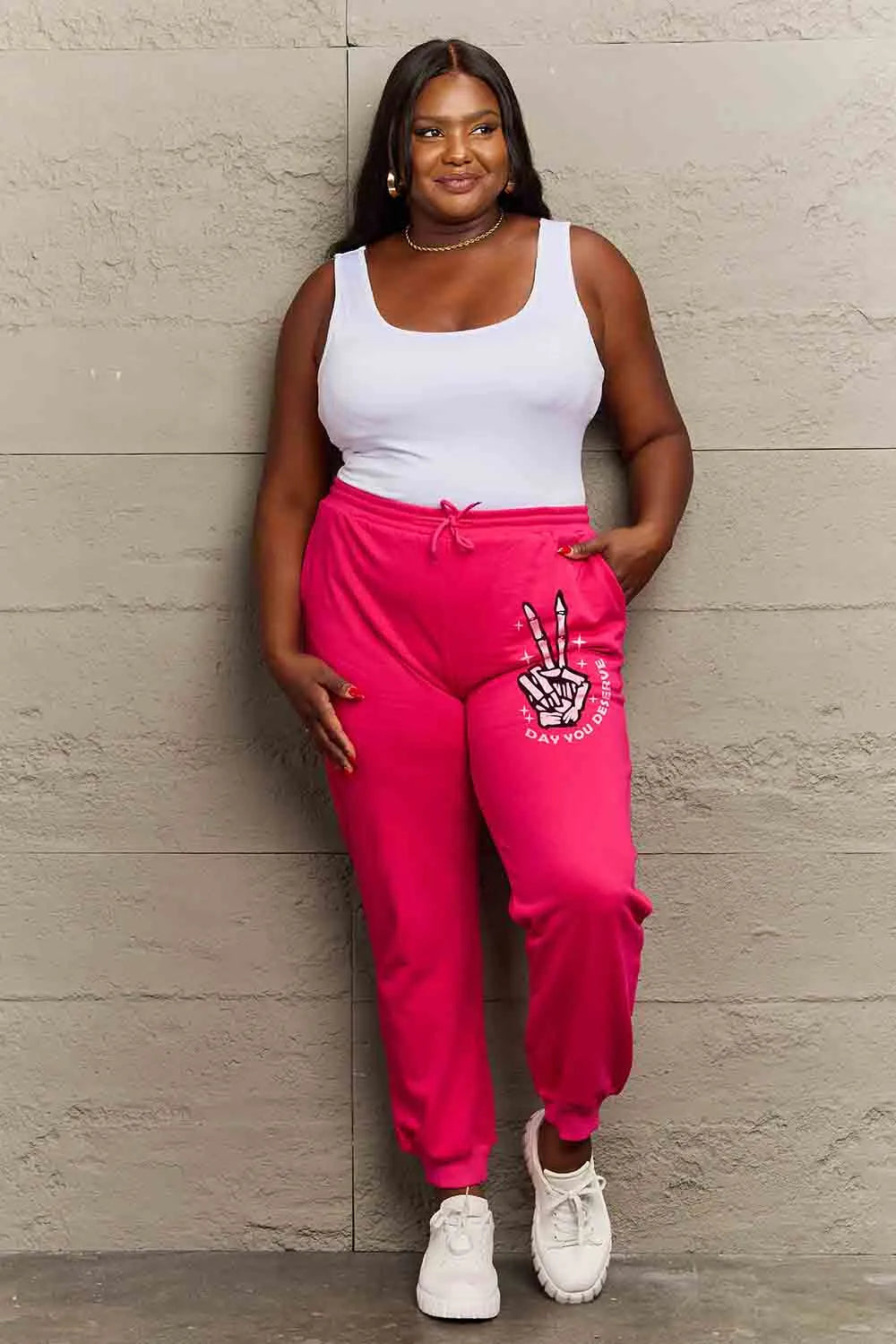 Simply Love Simply Love Full Size Drawstring DAY YOU DESERVE Graphic Long Sweatpants - Wellen Fashion