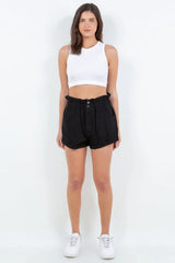 American Bazi High Waist Paper Bag Shorts - Wellen Fashion