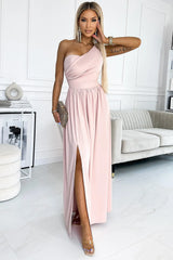 One-Shoulder Slit Maxi Dress - Wellen Fashion