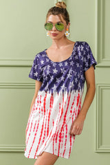 BiBi American Flag Theme Tee Dress - Wellen Fashion