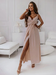 Honey Tied Surplice Sleeveless Midi Cami Dress - Wellen Fashion