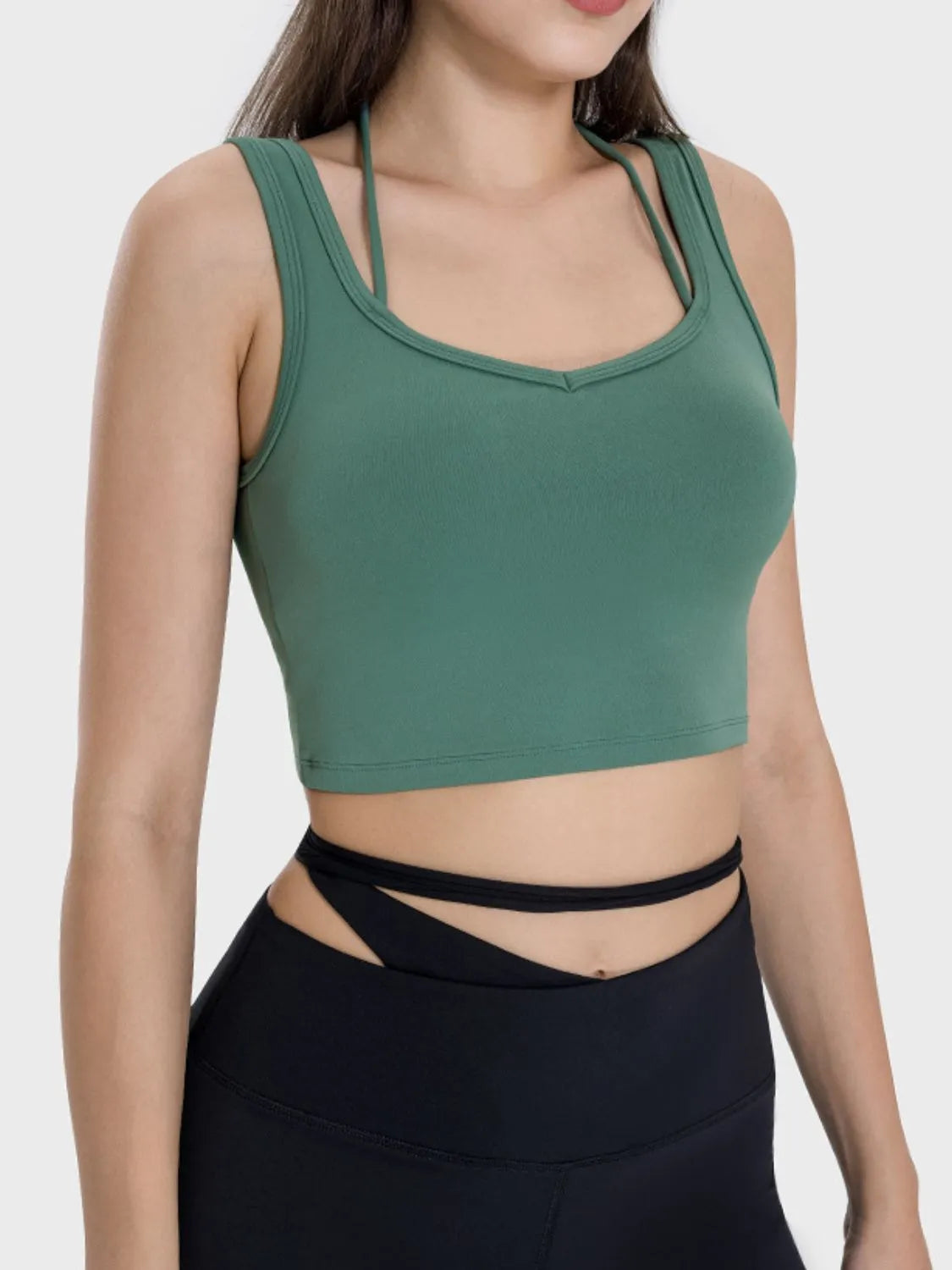 Millennia Crisscross Square Neck Active Tank - Wellen Fashion