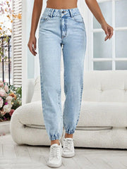 High Waist Jeans with Pockets - Wellen Fashion