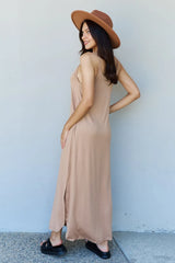 Ninexis Good Energy Full Size Cami Side Slit Maxi Dress in Camel - Wellen Fashion