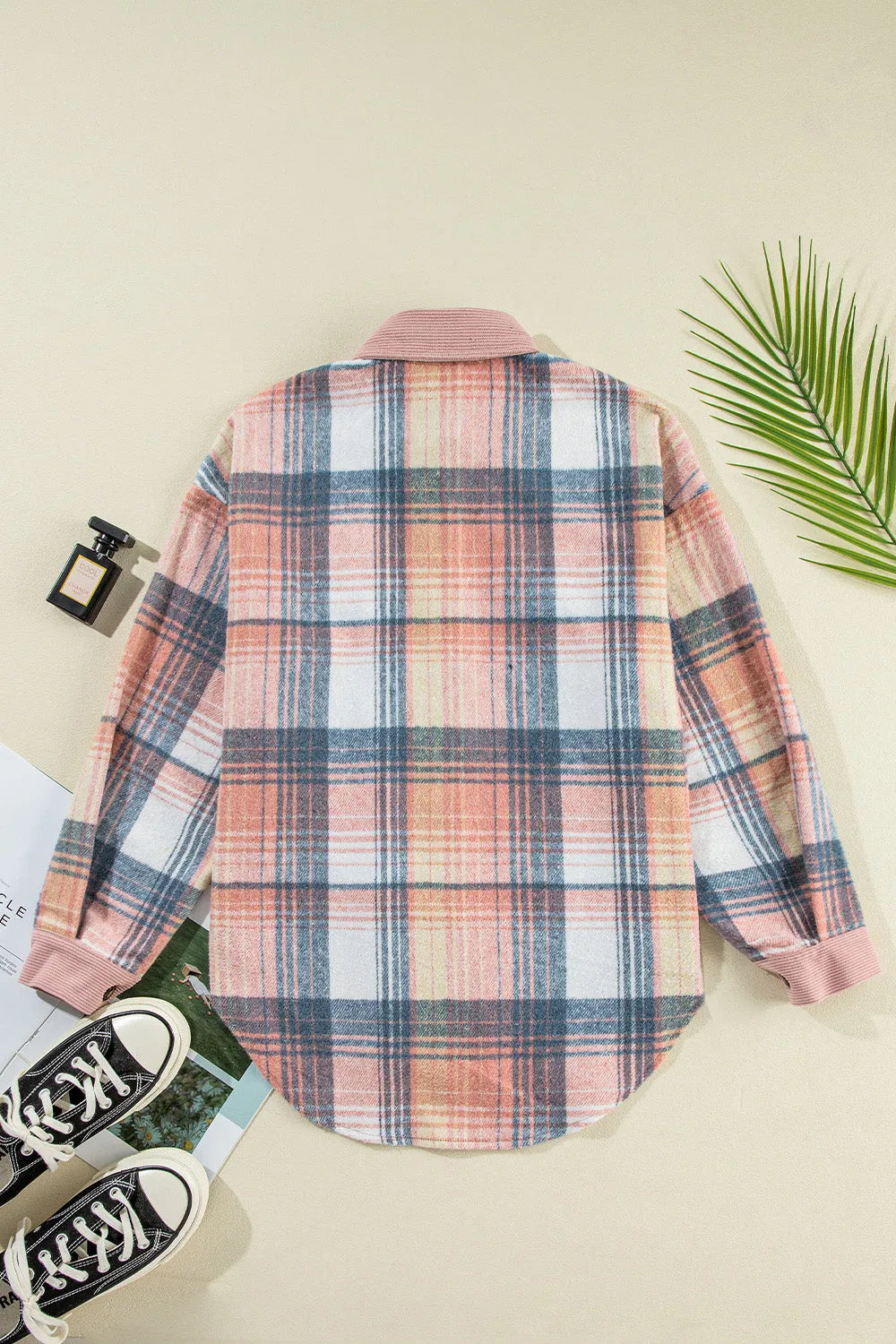 Plaid Button Up Long Sleeve Shacket - Wellen Fashion