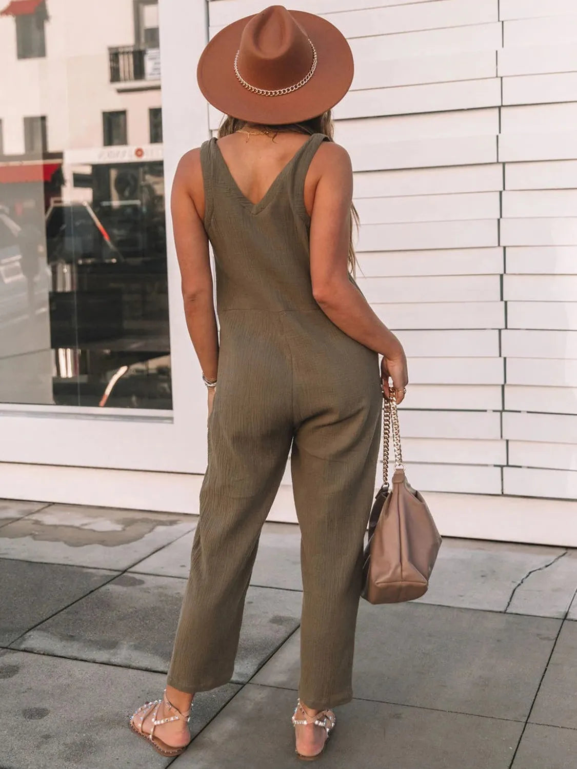 Full Size Scoop Neck Wide Strap Jumpsuit - Wellen Fashion