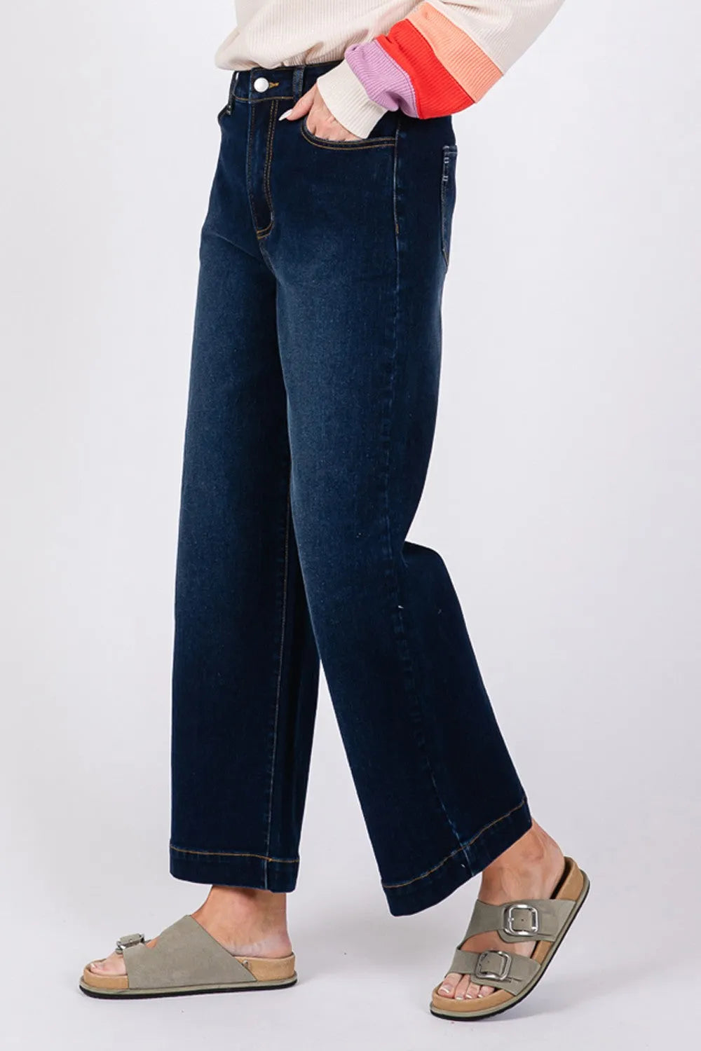 SAGE + FIG High Waist Wide Leg Jeans - Wellen Fashion