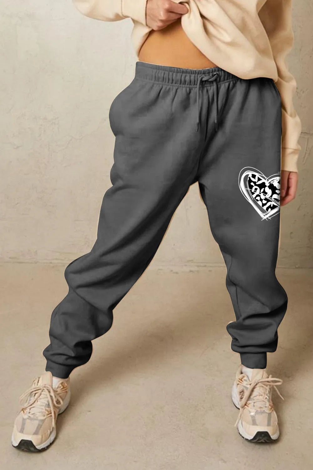 Simply Love Simply Love Full Size Drawstring Heart Graphic Long Sweatpants - Wellen Fashion