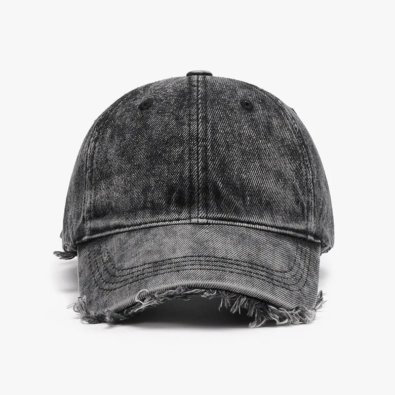 Raw Hem Cotton Baseball Cap - Wellen Fashion