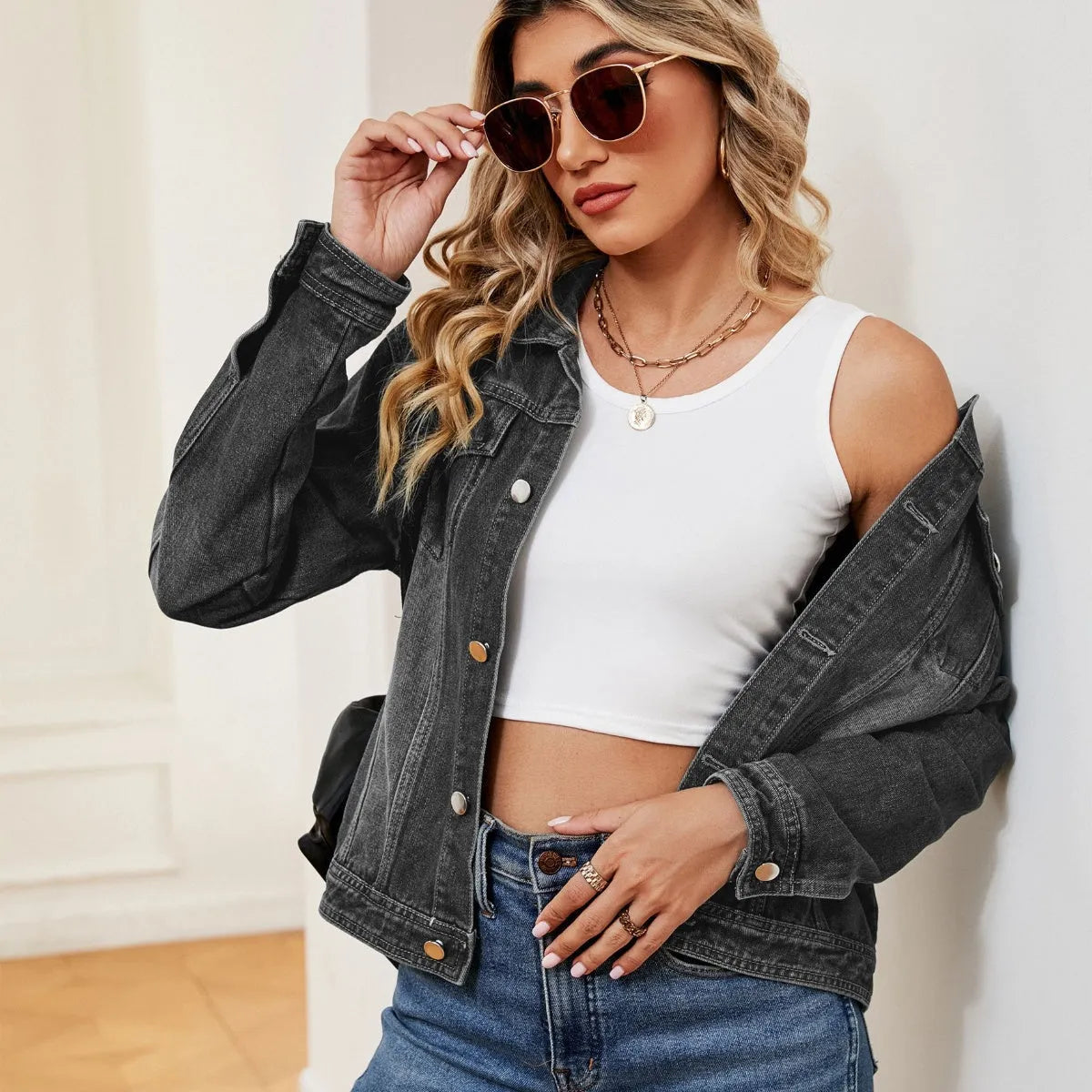 Washed Denim Jacket - Wellen Fashion