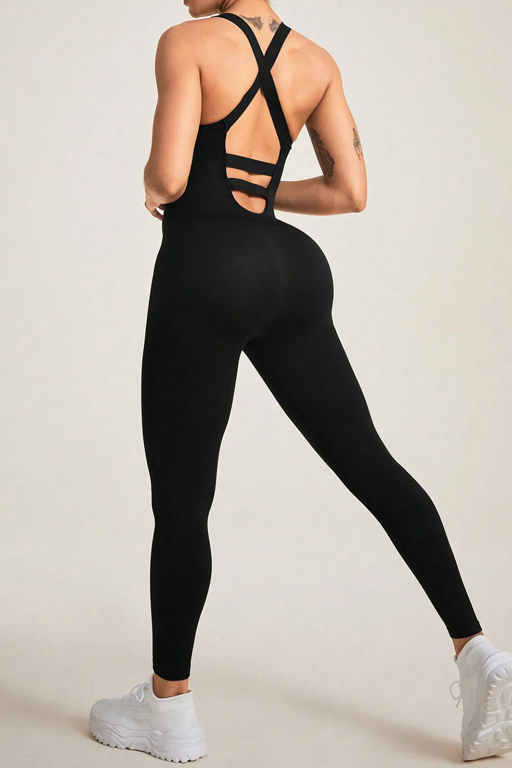 Crisscross Wide Strap Jumpsuit - Wellen Fashion