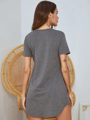 V-Neck Short Sleeve Lounge Dress - Wellen Fashion