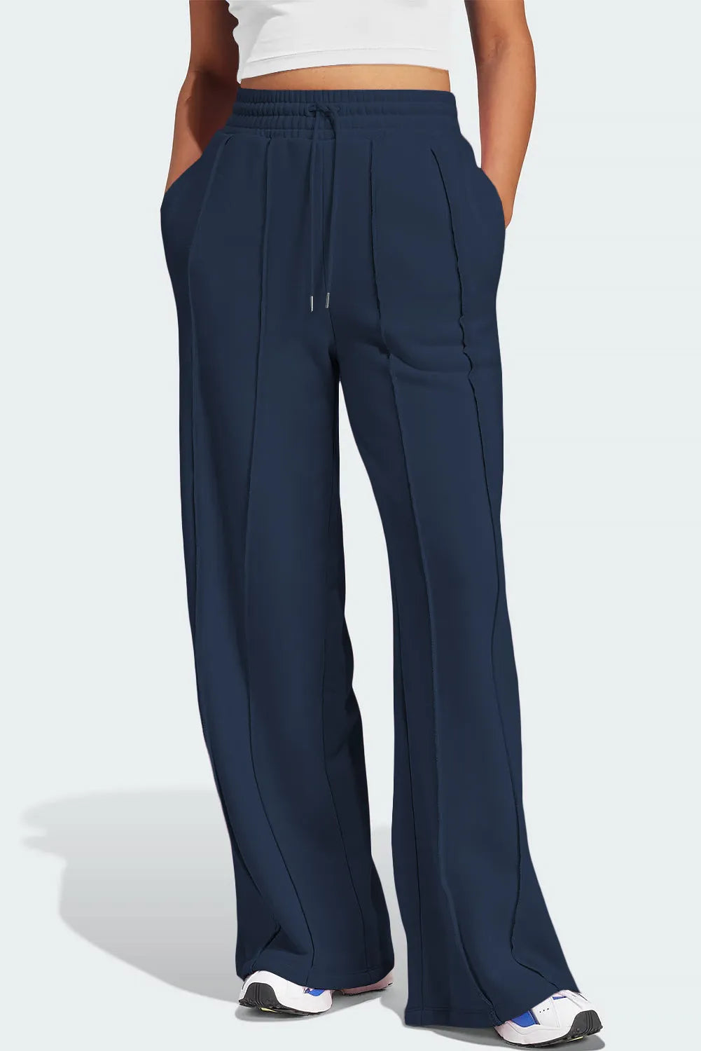 Drawstring Wide Leg Active Pants - Wellen Fashion