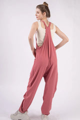 VERY J Plunge Sleeveless Jumpsuit with Pockets - Wellen Fashion