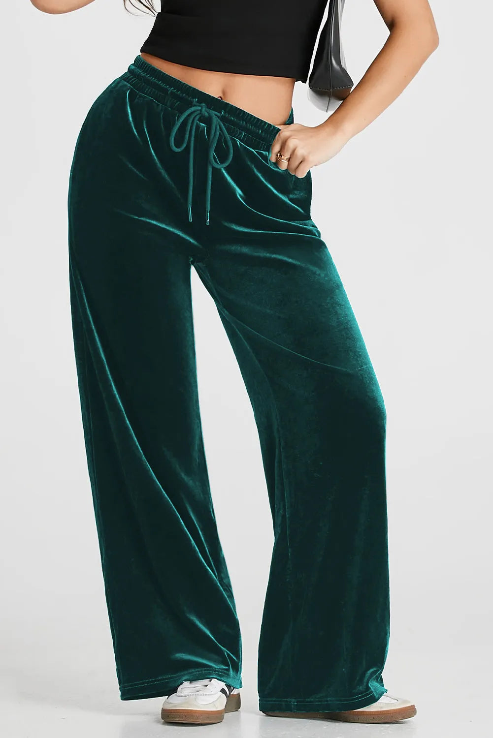 Drawstring Wide Leg Active Pants - Wellen Fashion