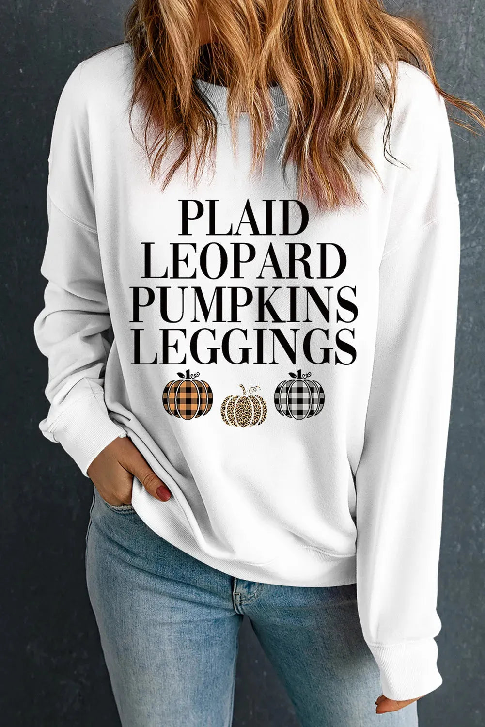 Letter Graphic Round Neck Long Sleeve Sweatshirt - Wellen Fashion