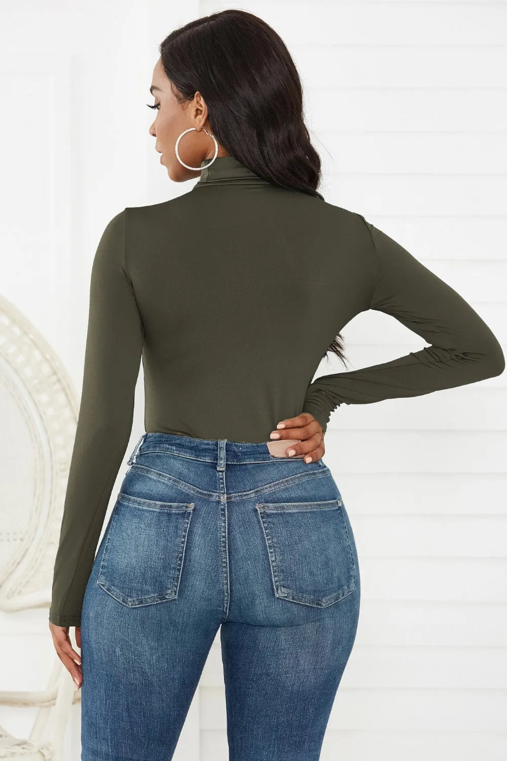 Turtleneck Long Sleeve Bodysuit - Wellen Fashion