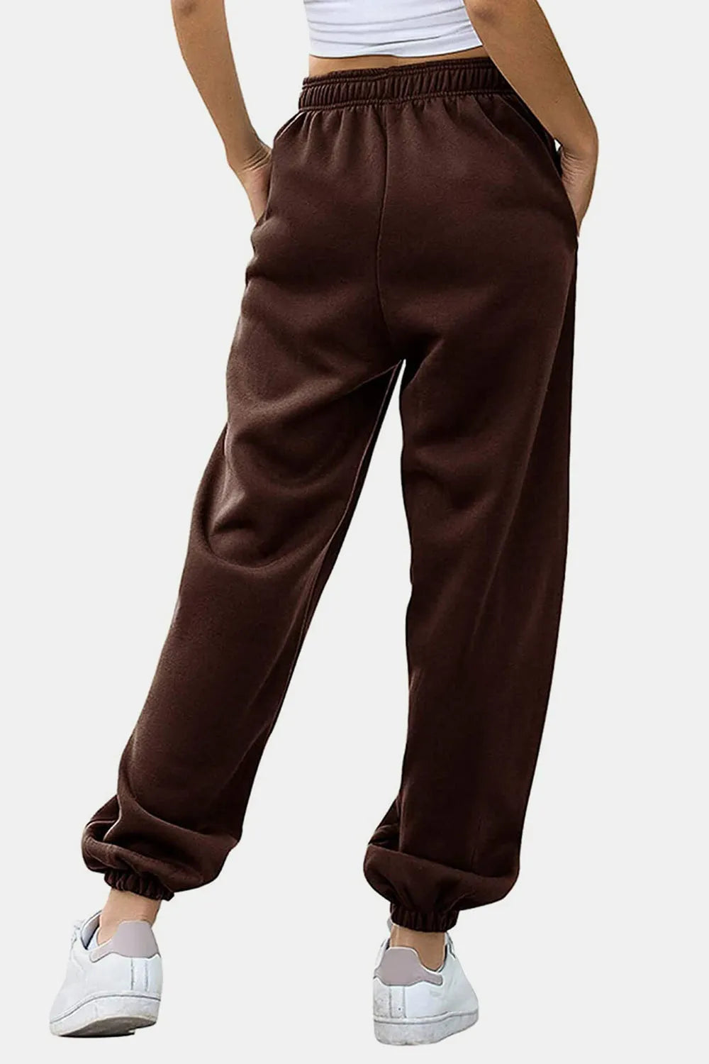 Elastic Waist Joggers with Pockets - Wellen Fashion