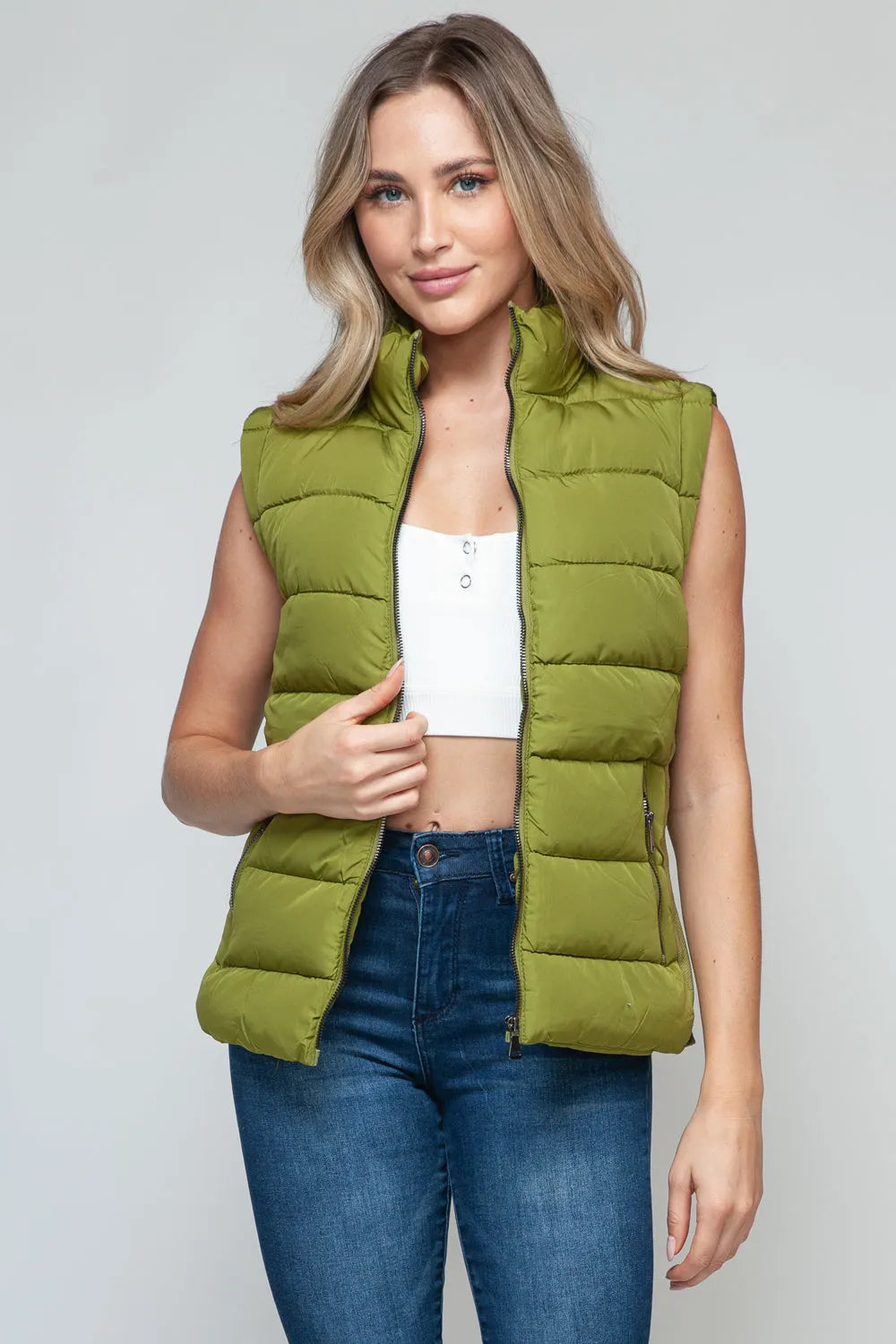 Snobbish Zip Up Turtleneck Vest with Pockets - Wellen Fashion