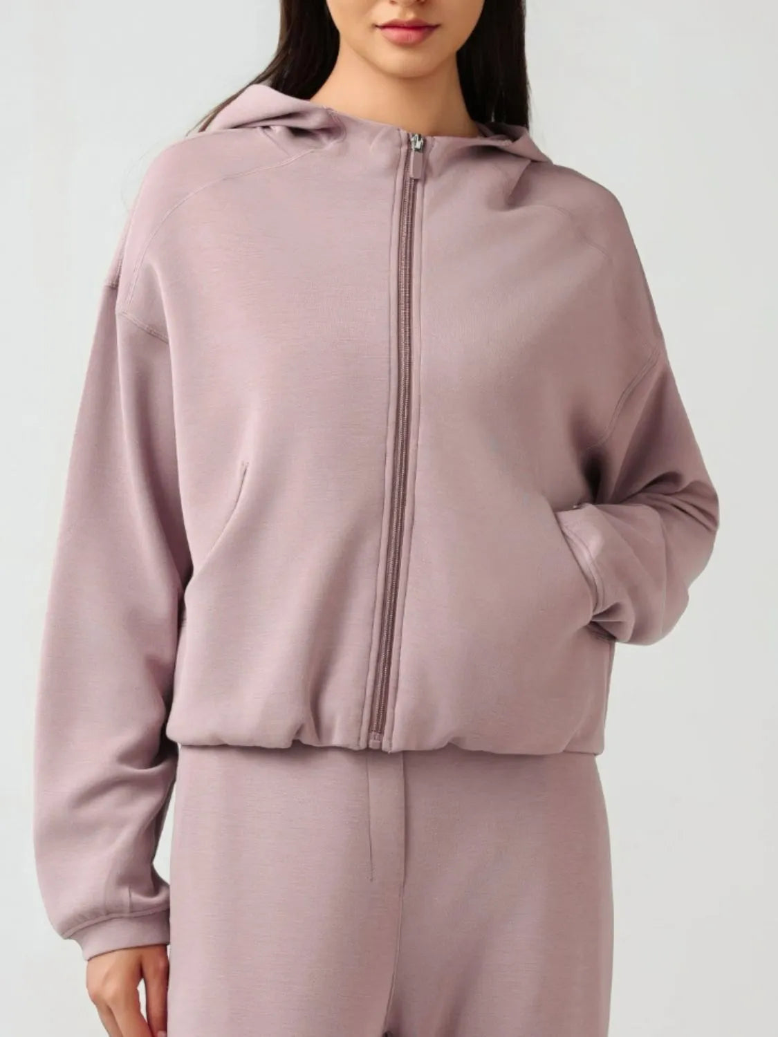 Millennia Zip Up Dropped Shouder Active Hooded - Wellen Fashion