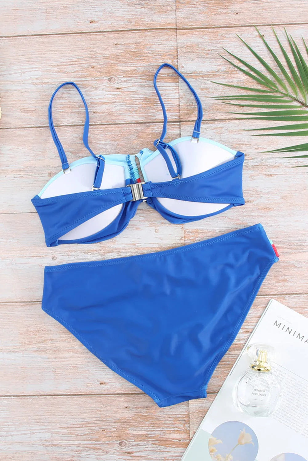 Contrast Spaghetti Strap Bikini Set - Wellen Fashion