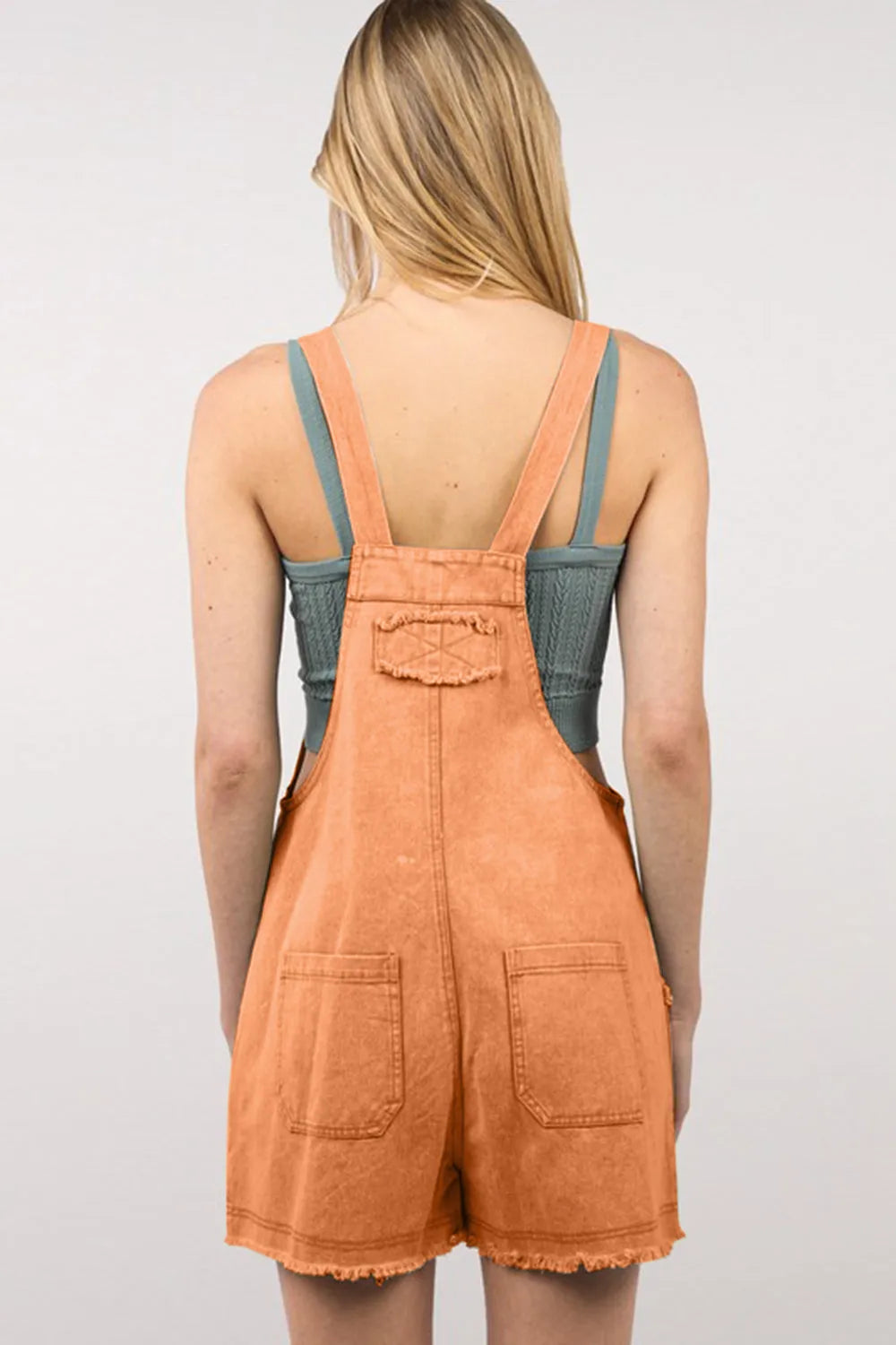 VERY J Washed Frayed Hem Denim Overall - Wellen Fashion