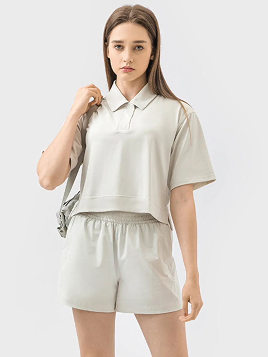 Millennia Half Button Short Sleeve Active T-Shirt - Wellen Fashion