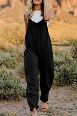 Double Take Full Size V-Neck Sleeveless Jumpsuit with Pockets - Wellen Fashion