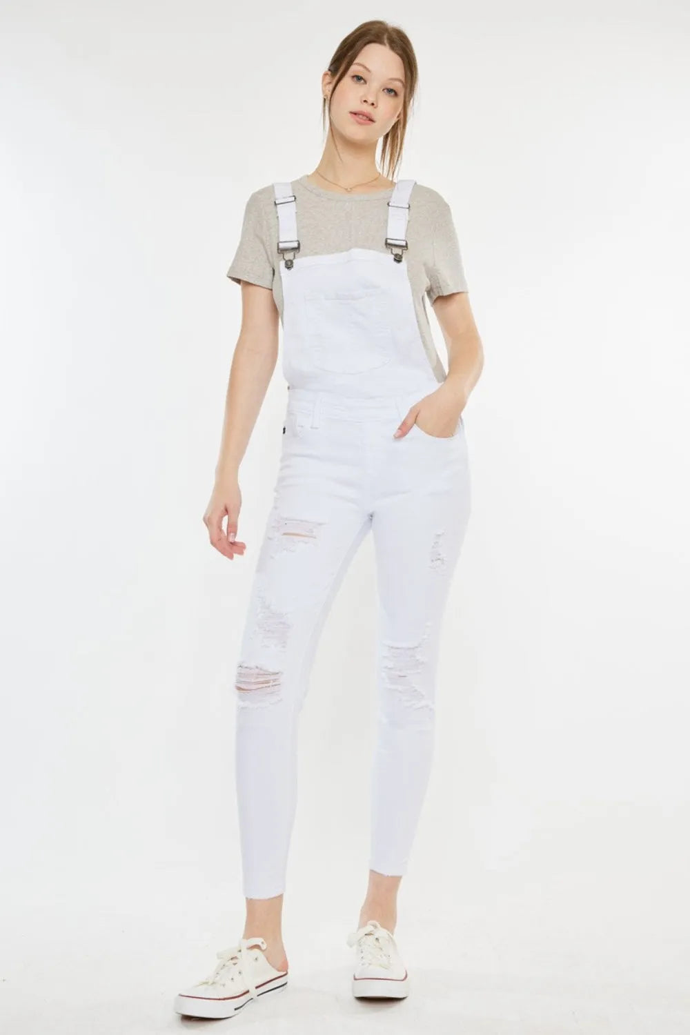 Kancan Distressed Skinny Denim Overalls - Wellen Fashion