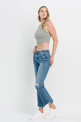 Vervet by Flying Monkey Full Size Mid Rise Distressed Cropped Flare Jeans - Wellen Fashion