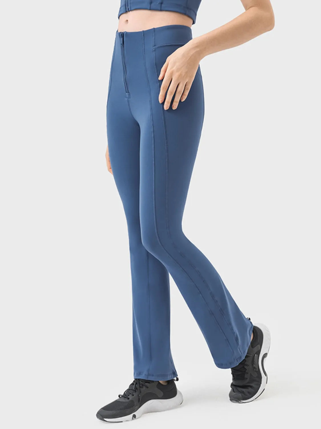 Millennia Zipper Detail High Waist Active Pants - Wellen Fashion